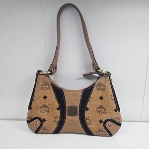 MCM Cognac Signature Visetos Shoulder Bag